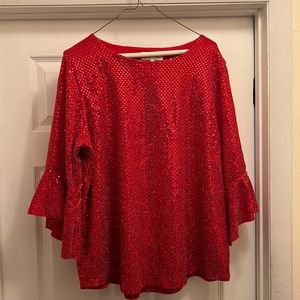 Like new stunning lined sparkley blouse with bell sleeves